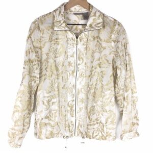 CHICO’S Jacket Wind Metallic Lightweight Paisley Athleisure Gold Size 1 Medium
